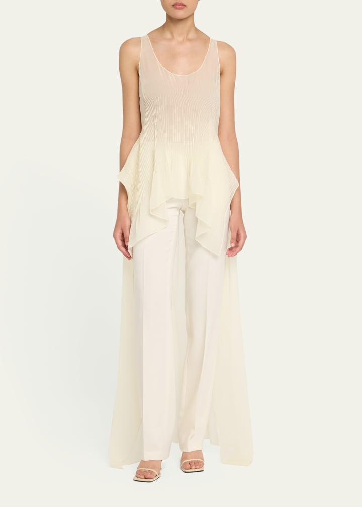 Sheer Pintuck Peplum Tank Top