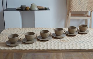 teacups on sebastian cox table at Make Gallery
