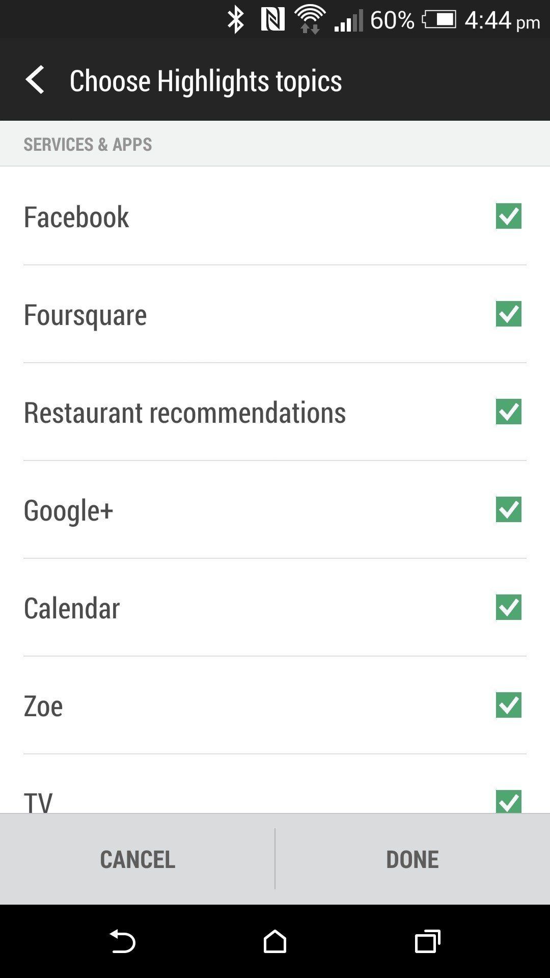 Sense 6.0 Blinkfeed topics