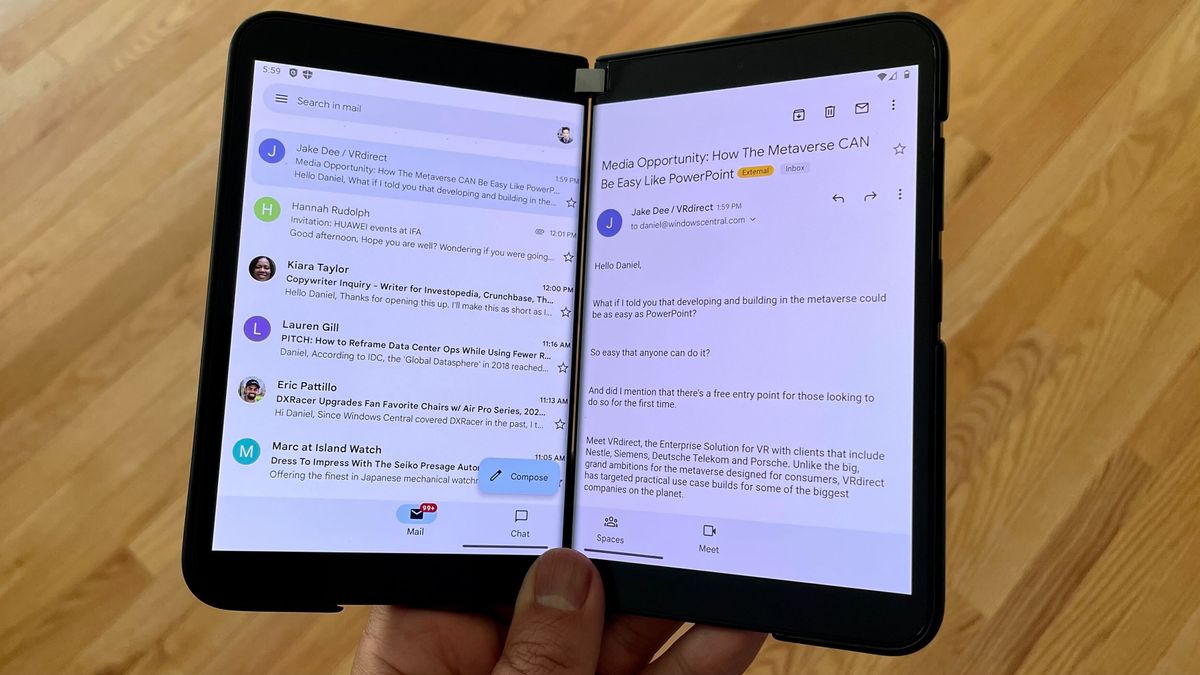 Gmail app on Surface Duo 2