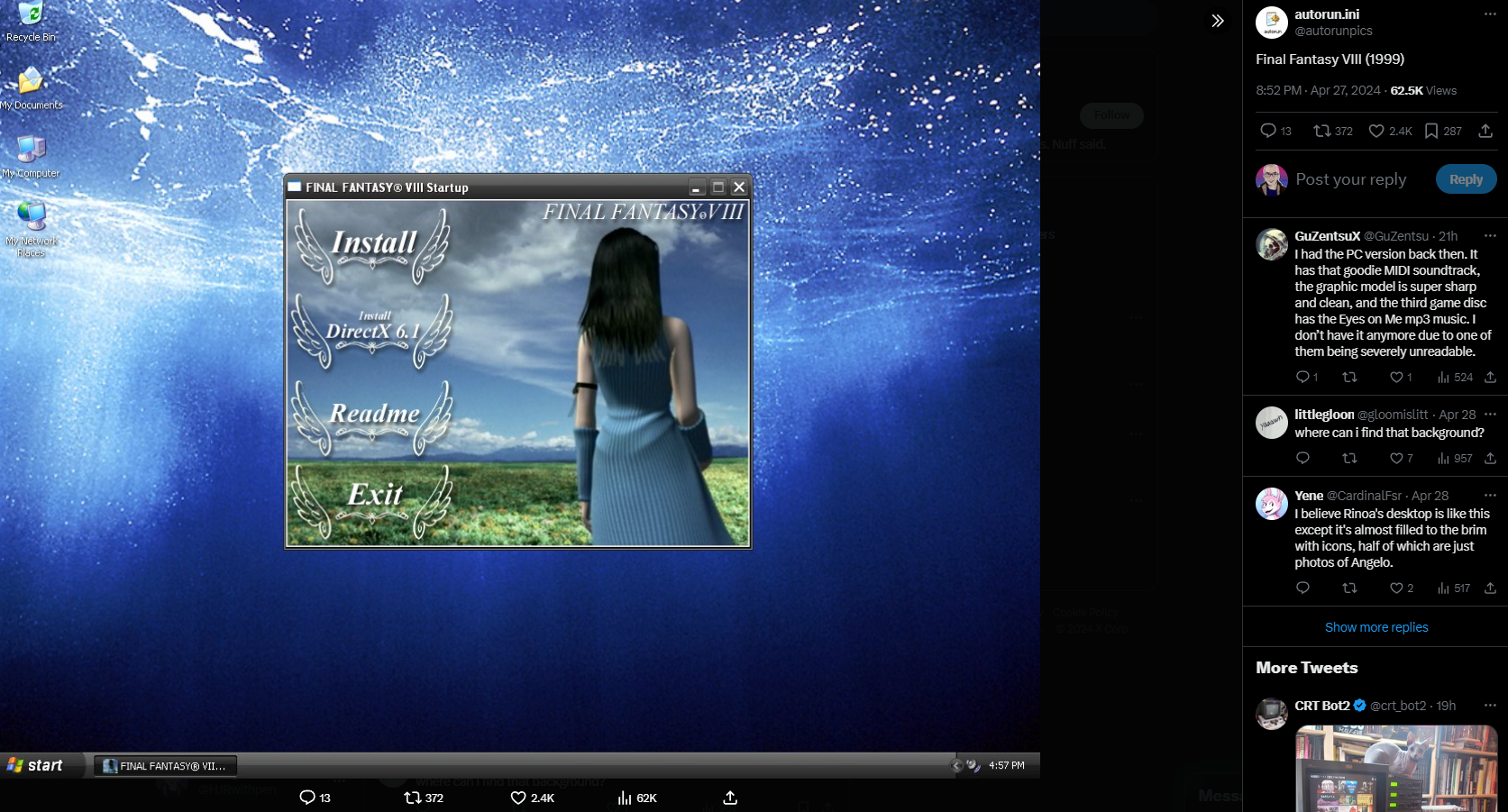 An image of FF8's installer, as shared by @autorun.ini on Twitter/X.