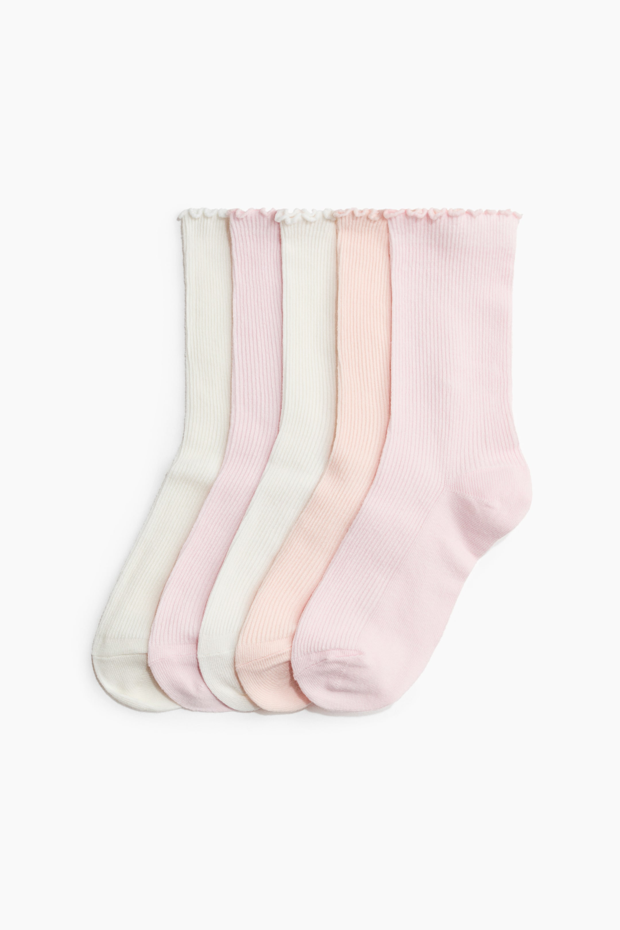 5-Pack Rib-Knit Socks - White
