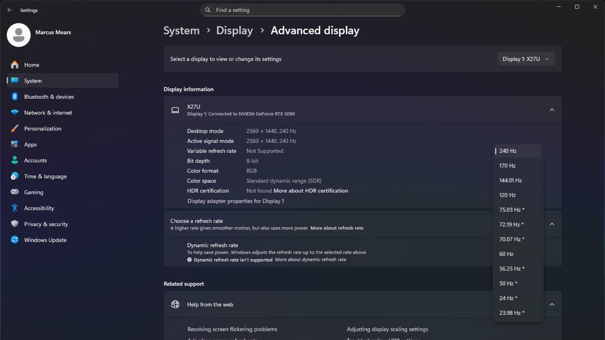 Windows 11 display settings