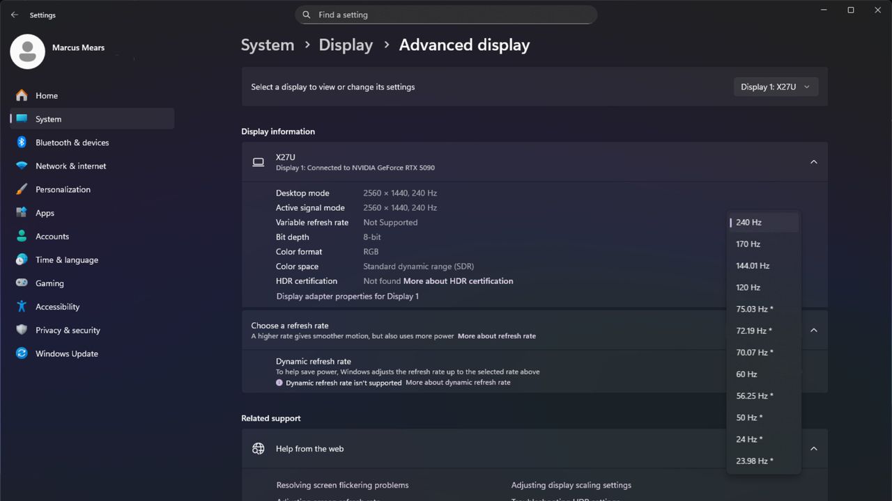 Windows 11 display settings