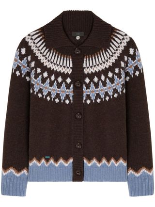 Fair Isle Intarsia Knit Wool Cardi Coat