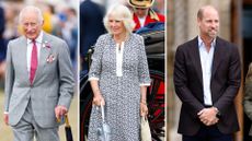 Composite of three pictures, one of King Charles, one of Queen Camilla and one of Prince William, all taken at different events in 2025