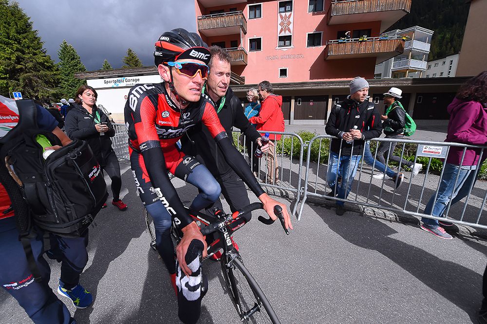 Tejay van Garderen at the finish of stage 9 at the Tour de Suisse