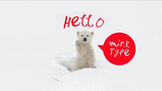 Image of polar bear cub with mink type free handwriting font