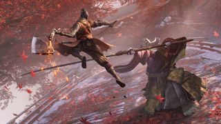 A battle in Sekiro: Shadows Die Twice