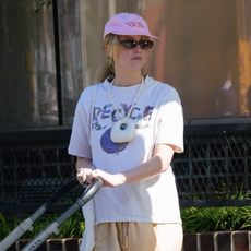 jennifer lawrence wears st agni bag necklace with a vintage in the mood for love baseball cap