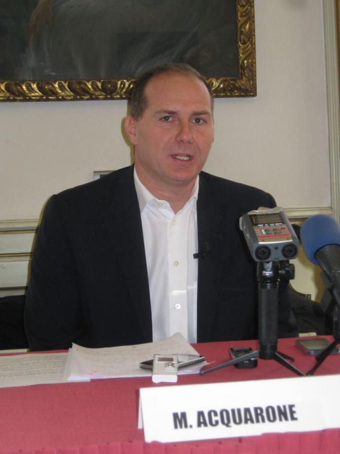 Michele Acquarone called a press conference to protest being fired by RCS Sport