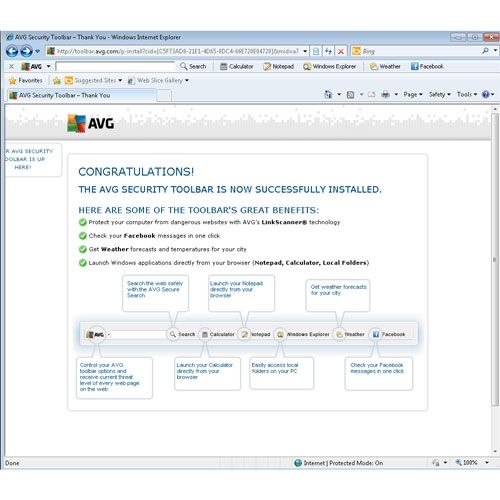 AVG Internet Security image: The AVG security toolbar provides a number of conveniences.