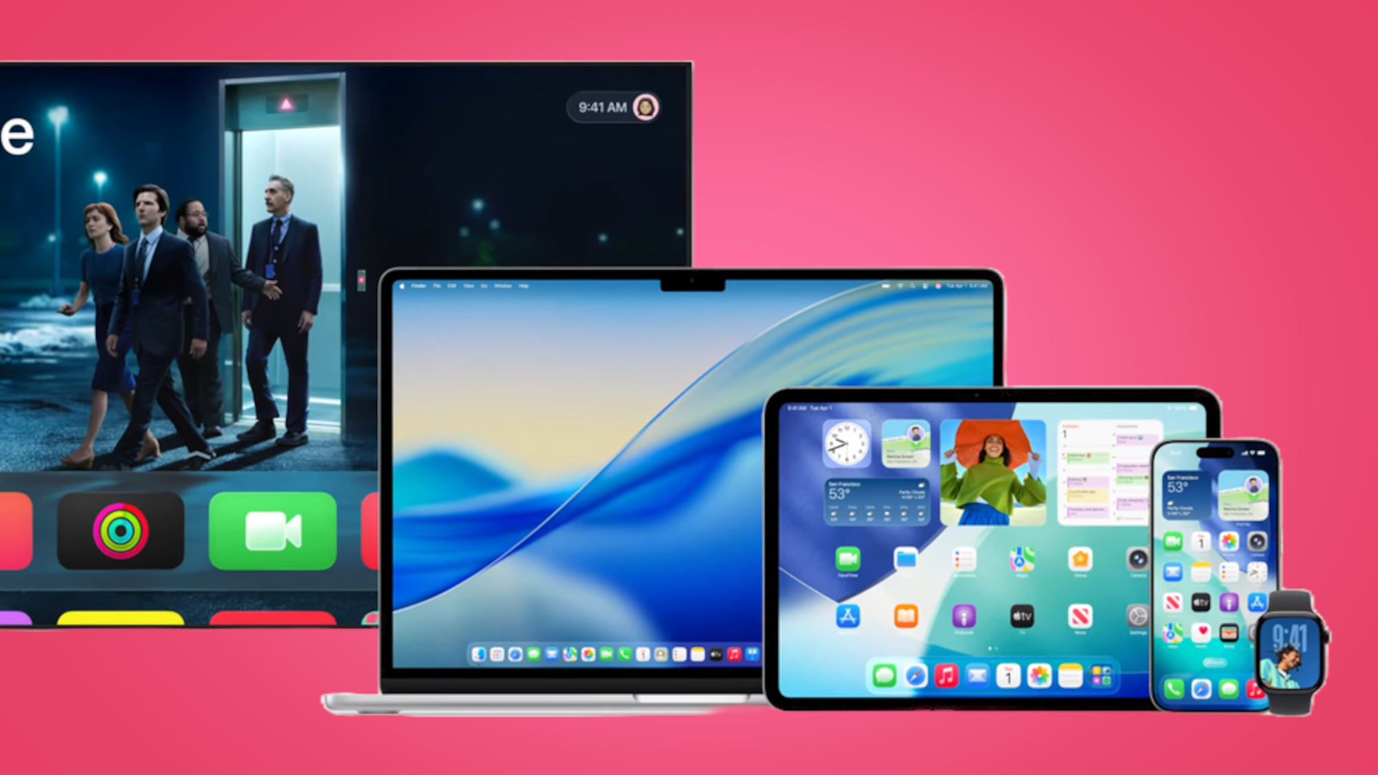 Liquid Glass interface on Apple TV, Mac, iPad, iPhone, and Watch