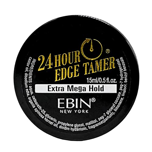 Ebin New York 24 Hour Edge Tamer Extra Mega Hold 0.5oz - No Flaking, No White Residue, Shine, Moisture and Prevent Breakage With Castor Oil