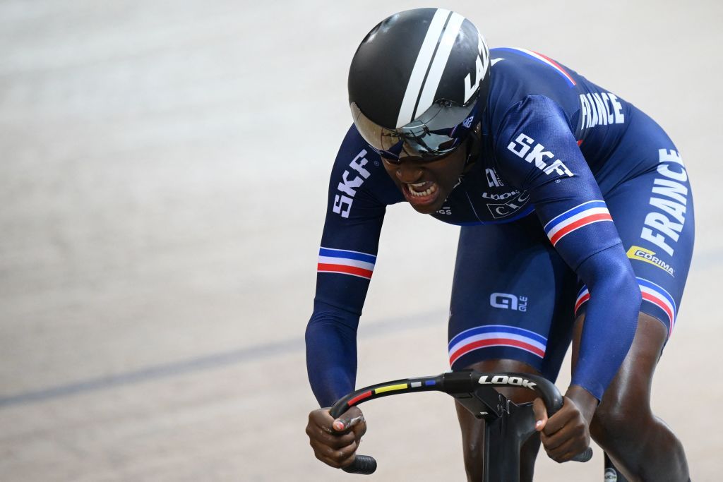 Frances Taky Marie Divine Kouame competes in the Womens 500m time trial final during the UCI Track Cycling World Championships at the Velodrome of SaintQuentinenYvelines southwest of Paris on October 15 2022 Photo by AnneChristine POUJOULAT AFP Photo by ANNECHRISTINE POUJOULATAFP via Getty Images