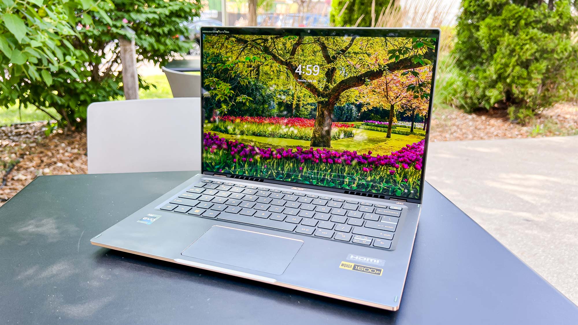 Acer Swift 5 on table outside