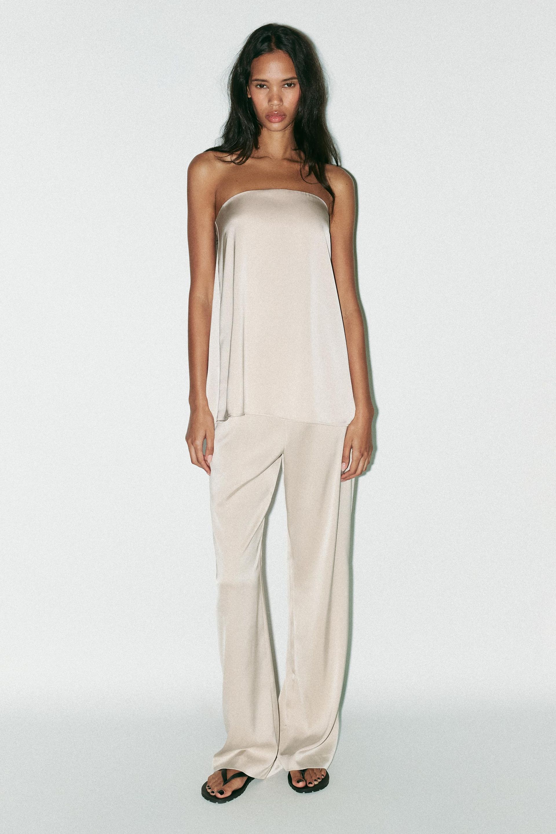 Strapless Satin Effect Top