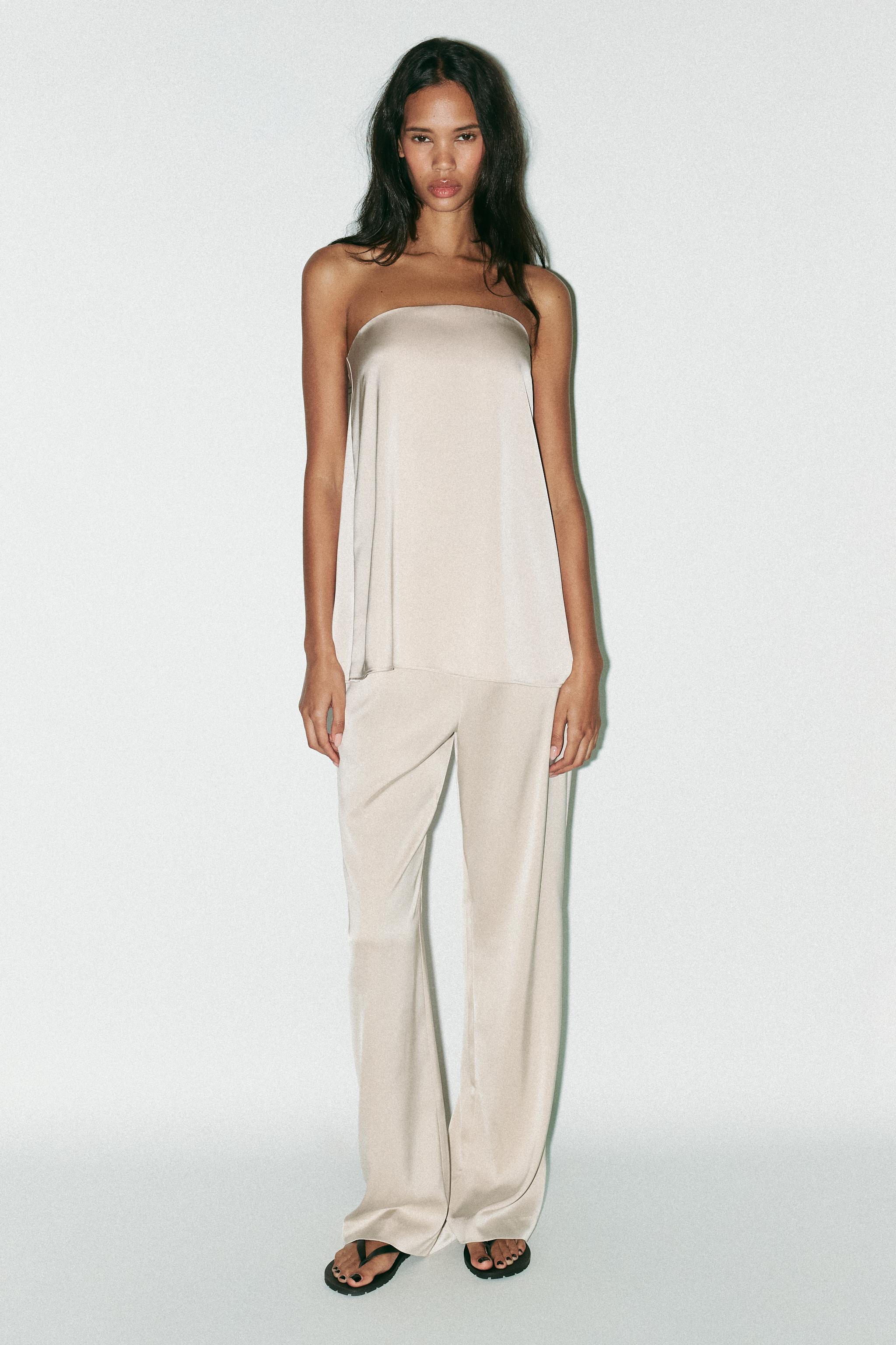 Strapless Satin Effect Top