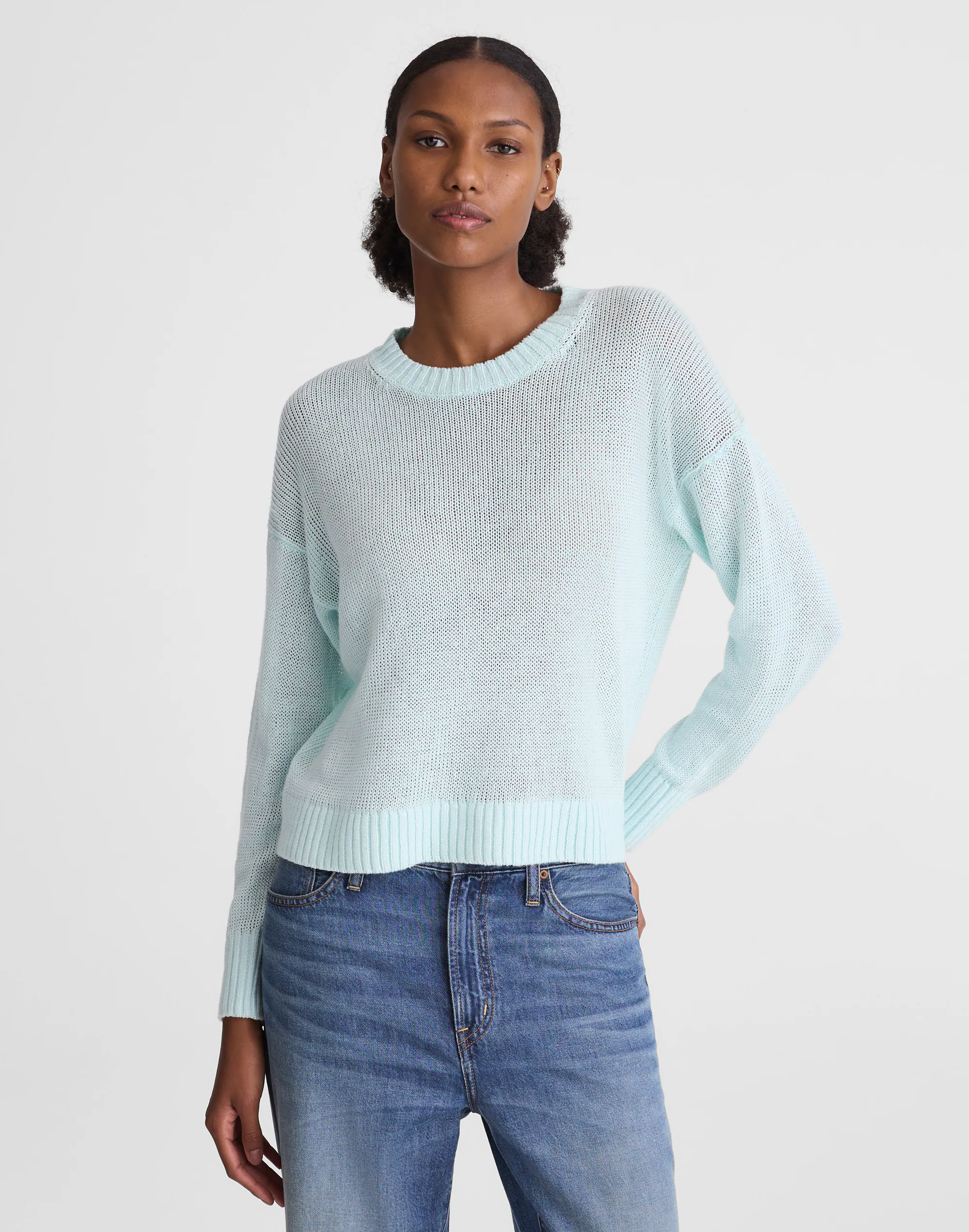 Linen Drop-Shoulder Sweater