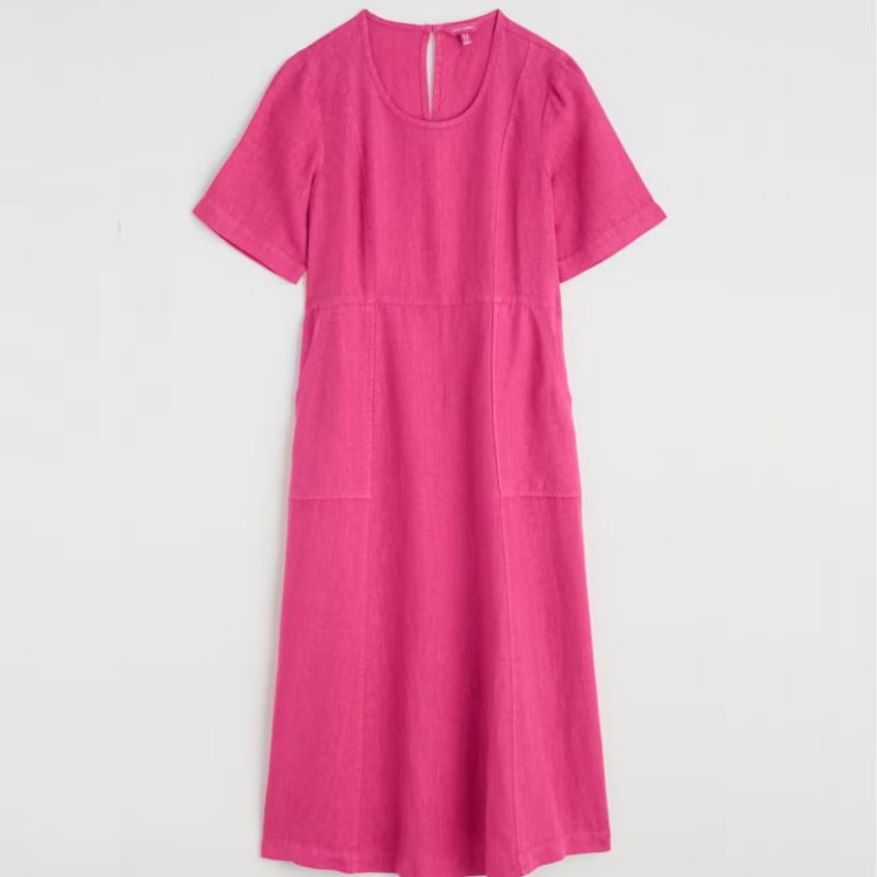 pink linen dress