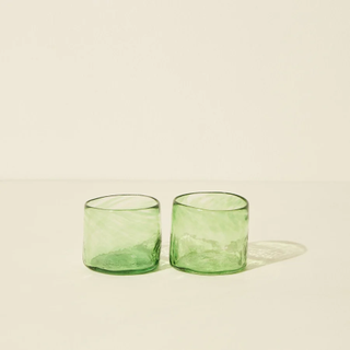 playful green drinking glasses