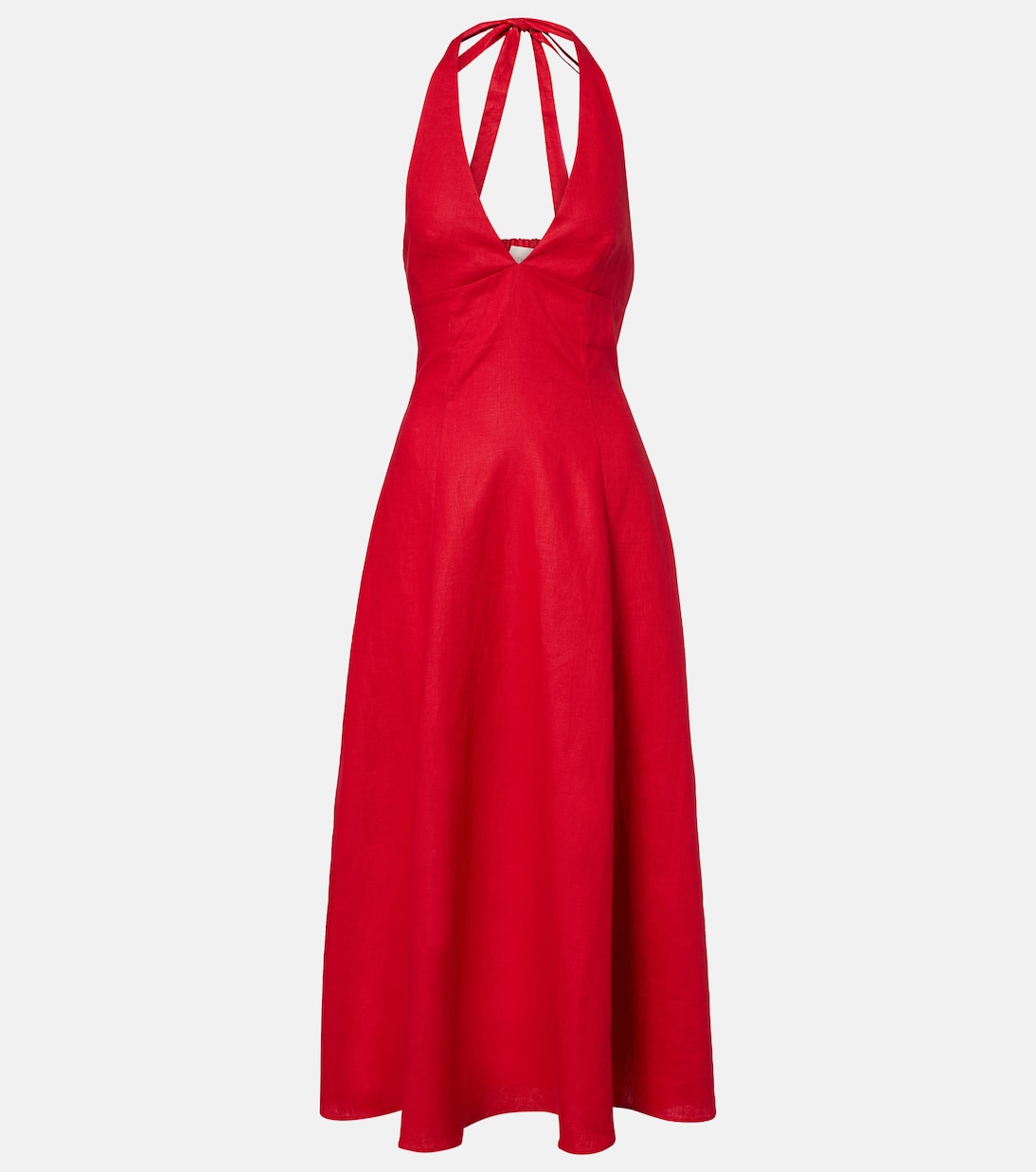 Marais Linen Midi Dress in Red - Faithfull