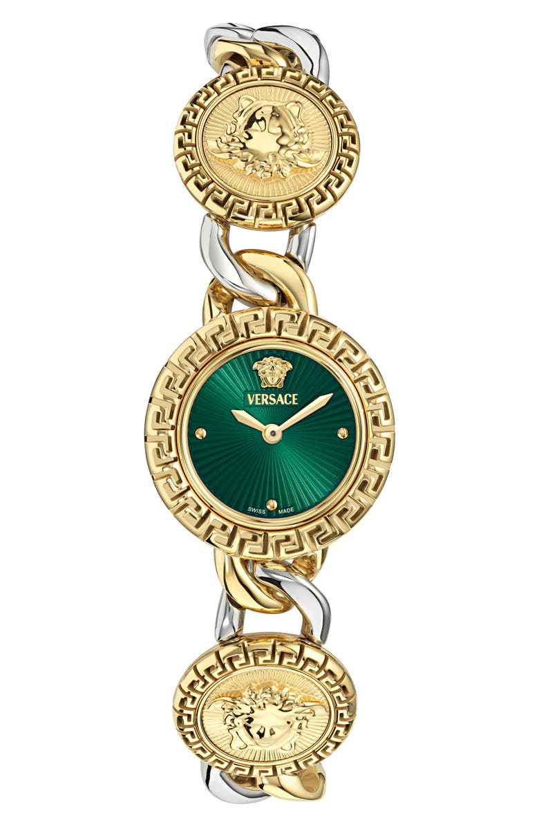 La Greca Stud Icon Two-Tone Bracelet Watch, 28mm