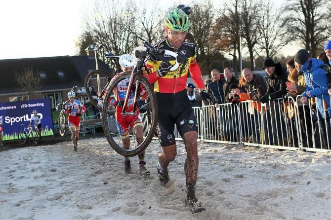 Belgian champion and Superprestige leader Sven Nys runs a sand section in Superprestige Gieten.