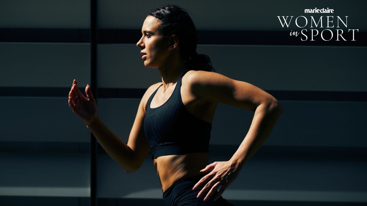 Olympic sports bra: A woman running