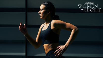 Olympic sports bra: A woman running