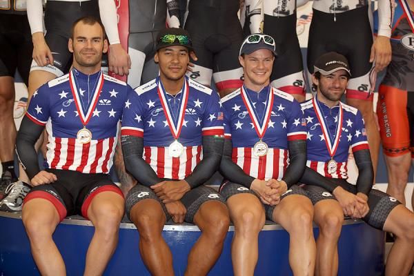 Men's Team Sprint Podium: Jimmy Watkins, Giddeon Massie, Andy Lakatosh, David Espinoza.