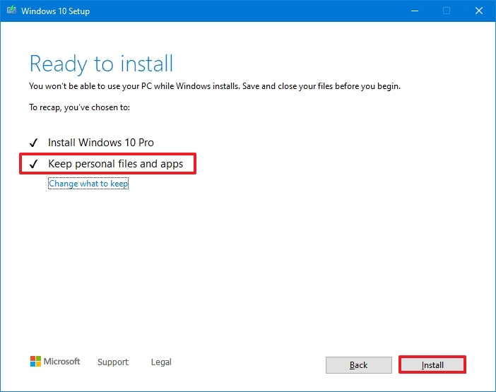 Windows 10 version 22H2 install
