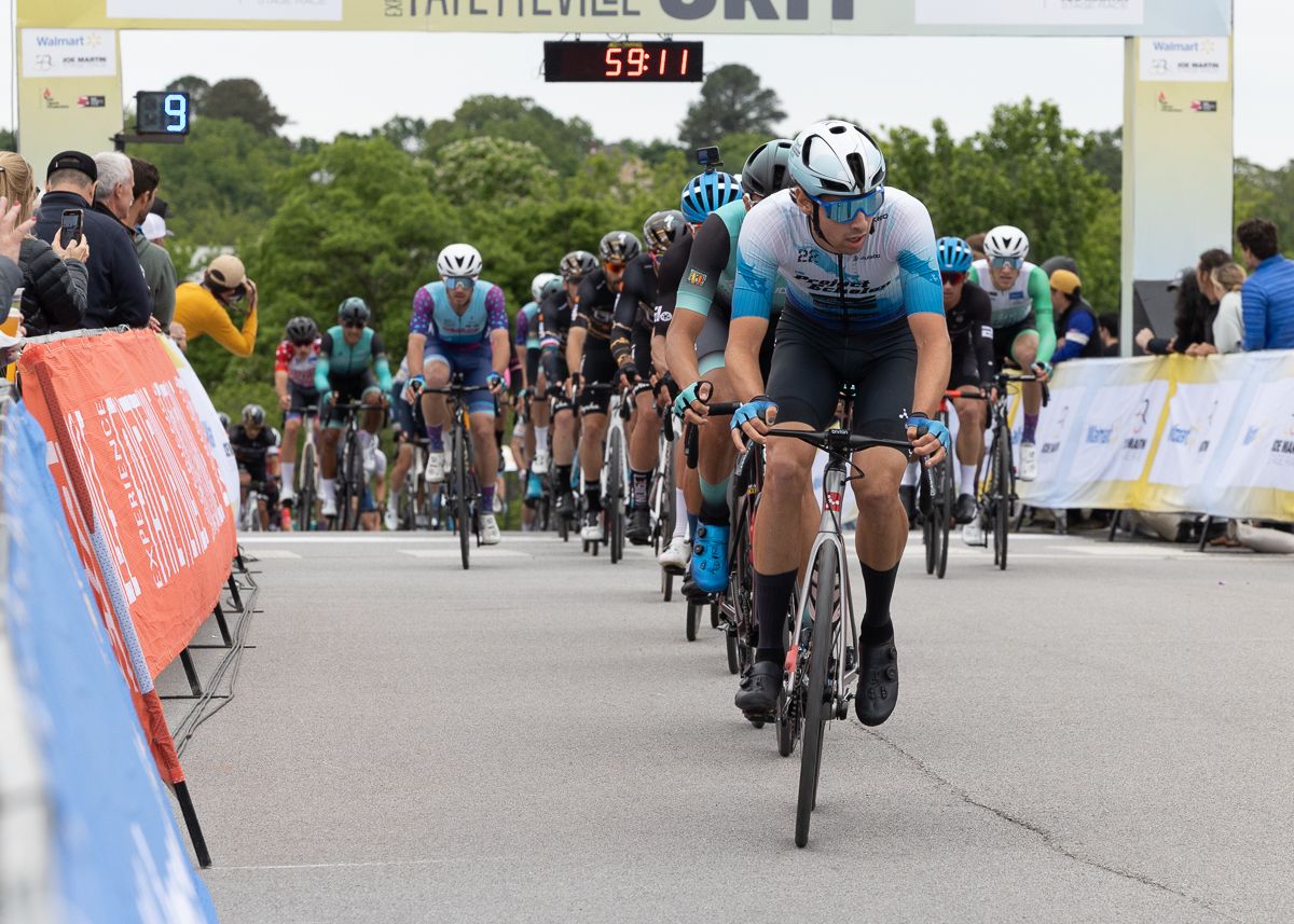 Hugo Scala Jr (Project Echelon) bridged off the front to join the break that swelled to 9 riders.