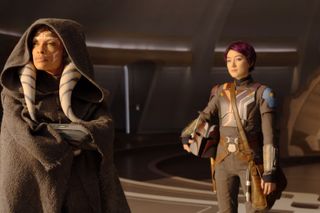 Ahsoka Tano (Rosario Dawson) and Sabine Wren (Natasha Liu Bordizzo) in Lucasfilm's STAR WARS: AHSOKA