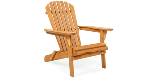 A brown folding adirondack chair