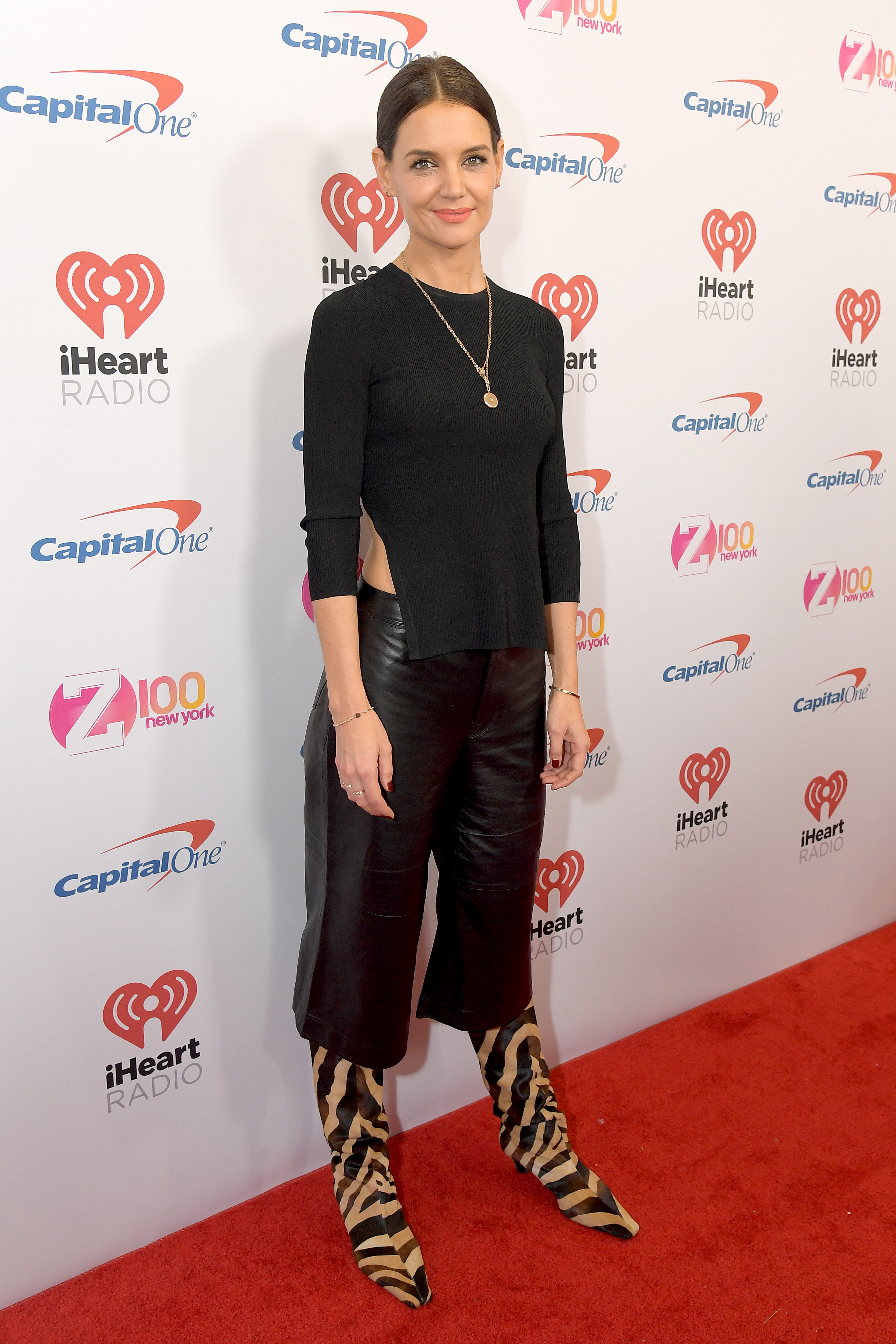 Katie Holmes arrives at iHeartRadio's Z100 Jingle Ball 2019 at Madison Square Garden on December 13, 2019 in New York City. (Photo by Michael Loccisano/Getty Images)