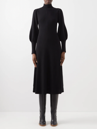 Cefinn Eva Rib-Knit Wool-Blend Midi Dress