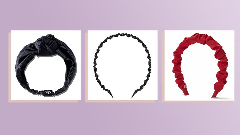 Collage of headbands for short hair by Slip, Invisibobble and Only Curls