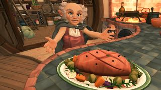 A hobbit presenting a cooked meal