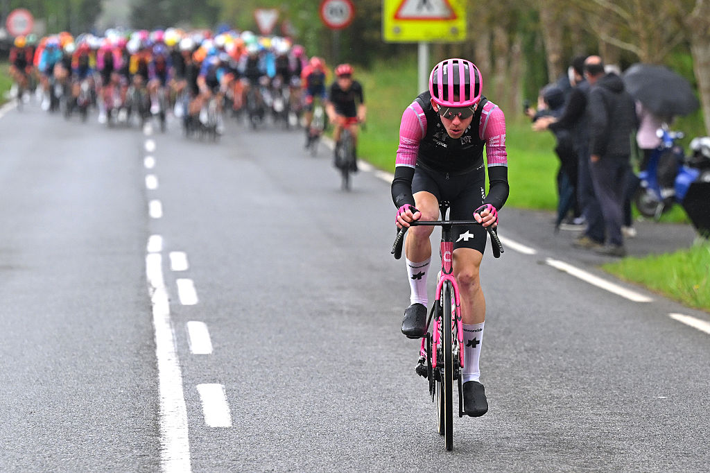 ANTZUOLA, SPAIN - APRIL 11: Jardi Christiaan van der Lee of Netherlands and Team EF Education - EasyPost attacks during the 65th Itzulia Basque Country 2026, Stage 6 a 135.2km stage from Goizper-Antzuola to Bergara / #UCIWT / on April 11, 2026 in Bergara, Spain. (Photo by Tim de Waele/Getty Images)