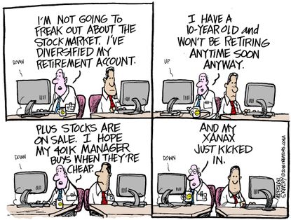 Political cartoon U.S. Stock market drop