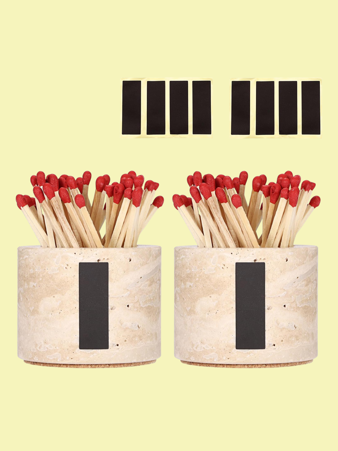 A set of travertine match holders and strikers from Amazon