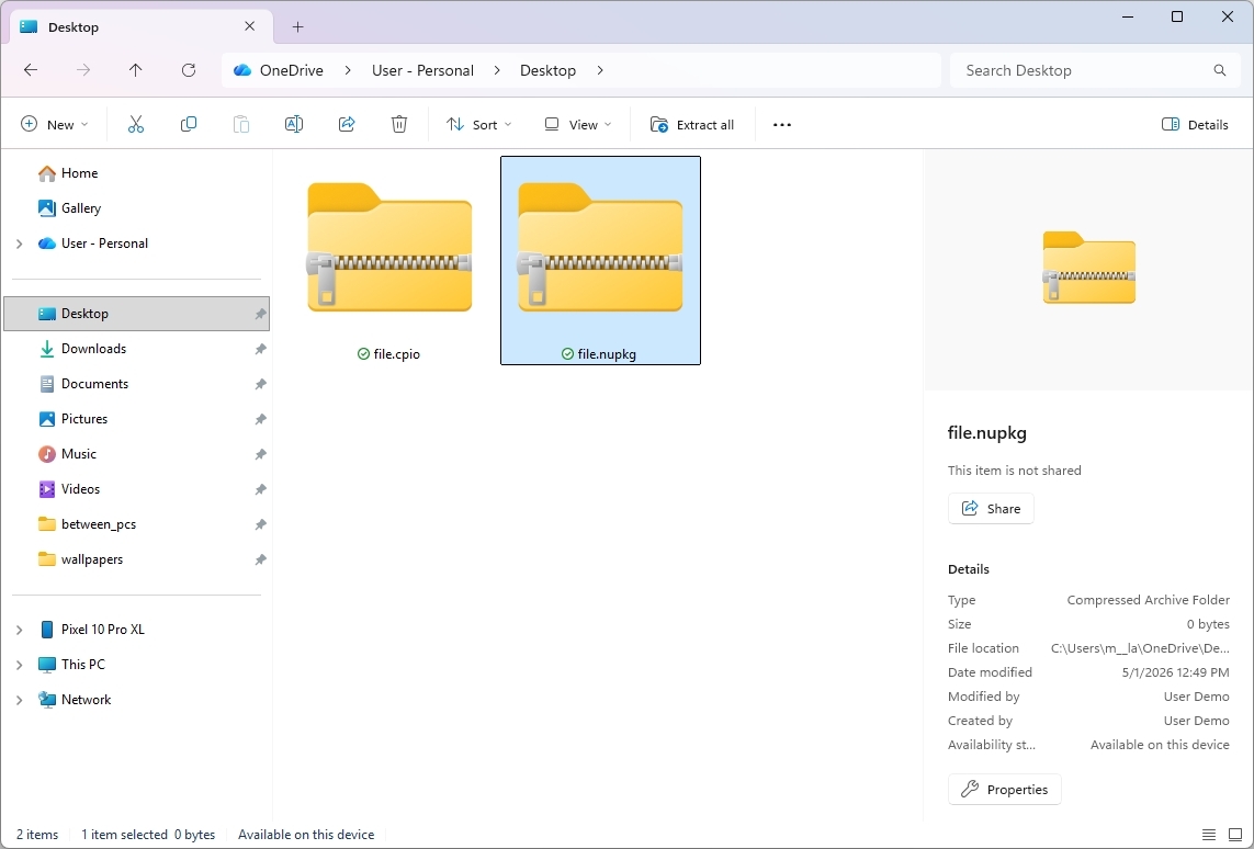 File Explorer new archive formats