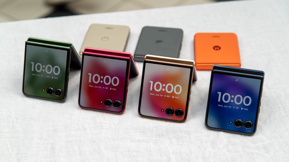 The Motorola Razr Plus 2024 in different colors