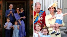 Two photos of the Wales family, Prince William, Kate Middleton, Prince George, Princess Charlotte and Prince Louis