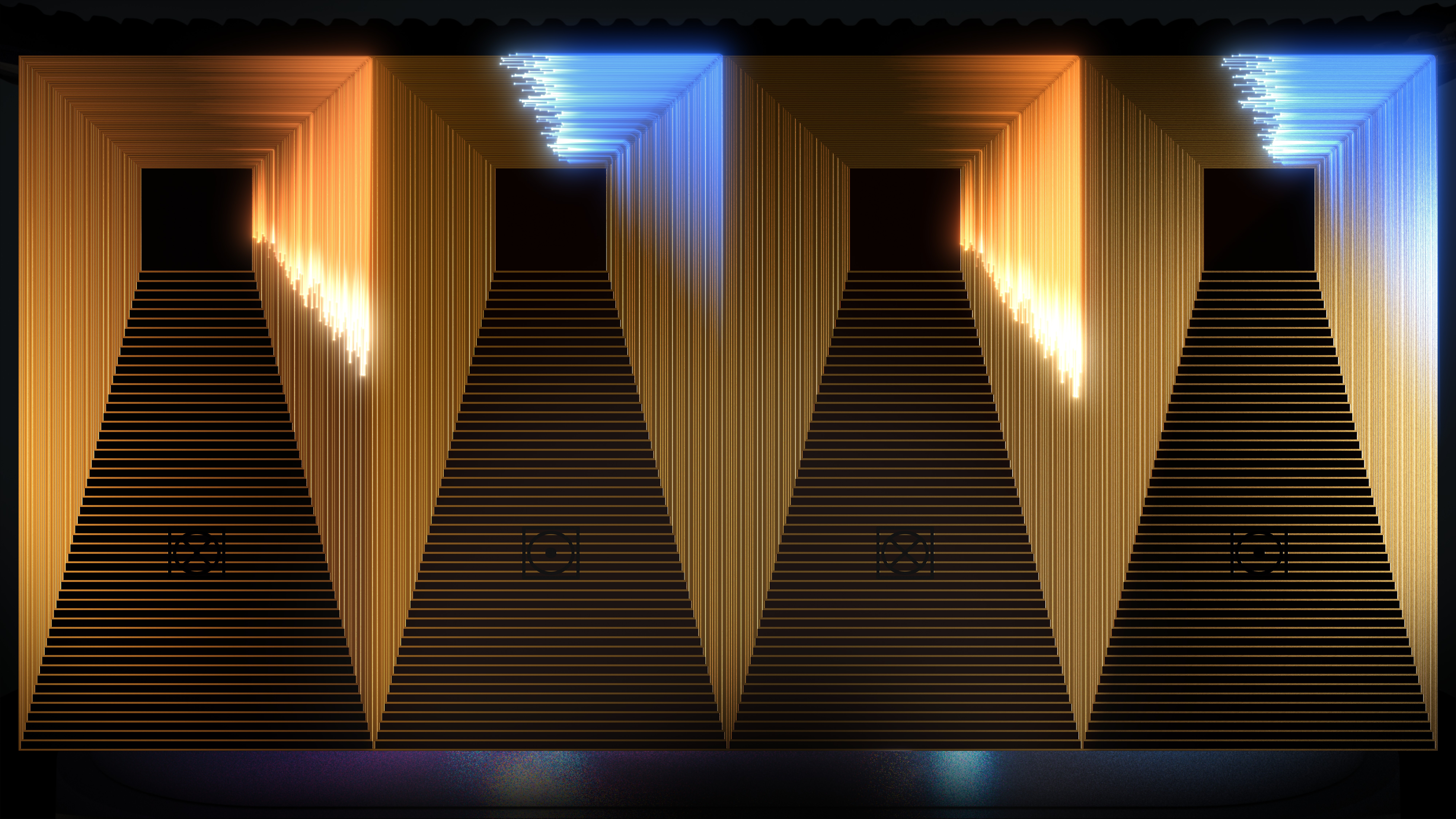 A pillar of four wires coiled very tightly. Each of them have a gold frame around them to form the VECO technology.