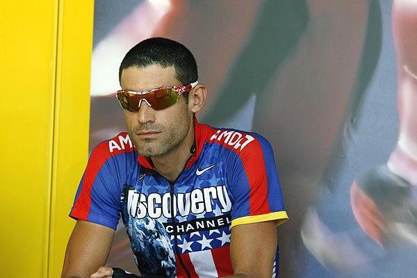 George Hincapie (Discovery Channel) concentrated before another hard work day ahead of him.
