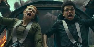Jurassic world fallen kingdom stunt with Justice Smith and Bryce Dallas Howard