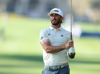 Max Homa holds his finish on a wedge shot