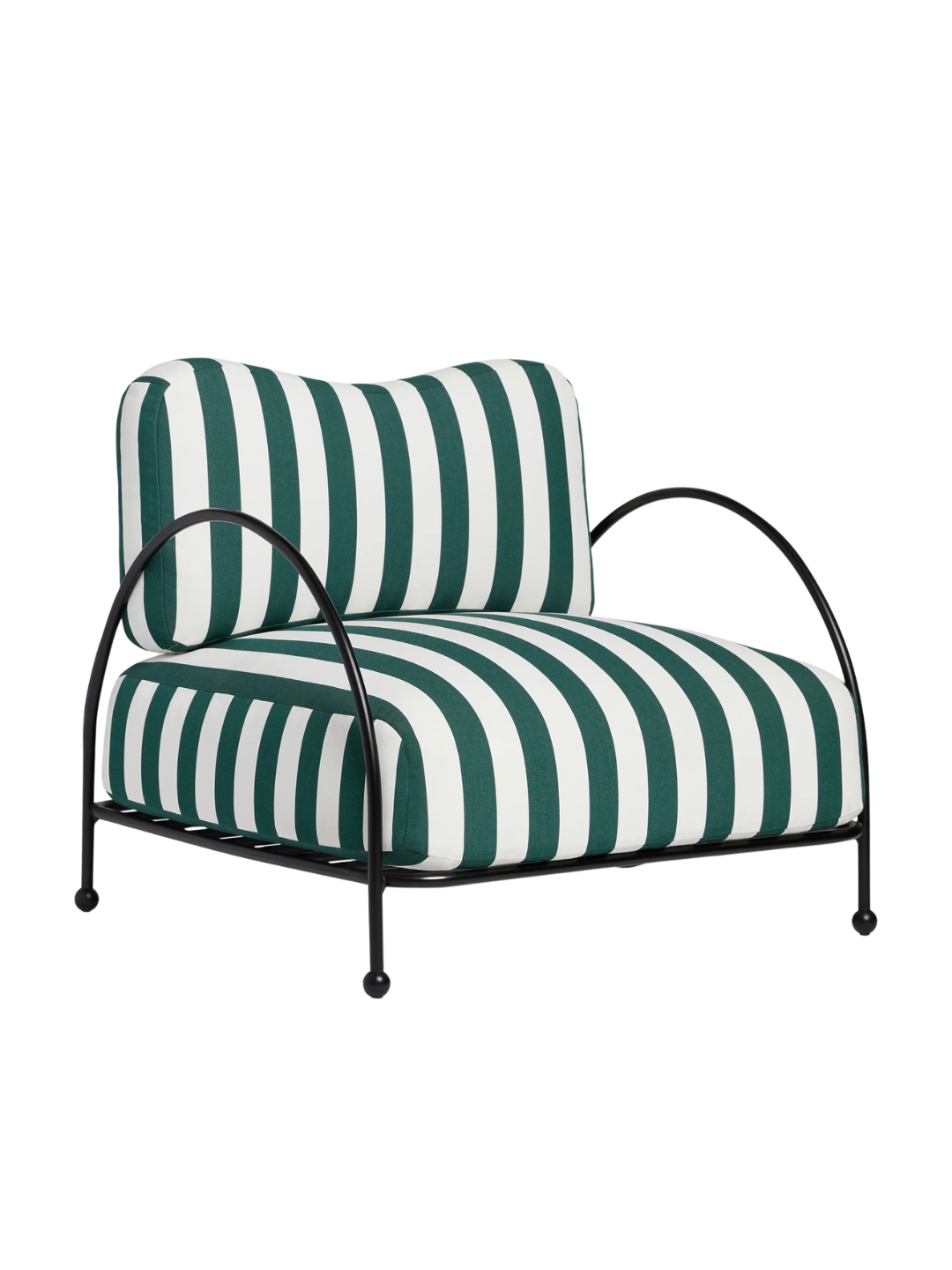 a striped outdoor chair